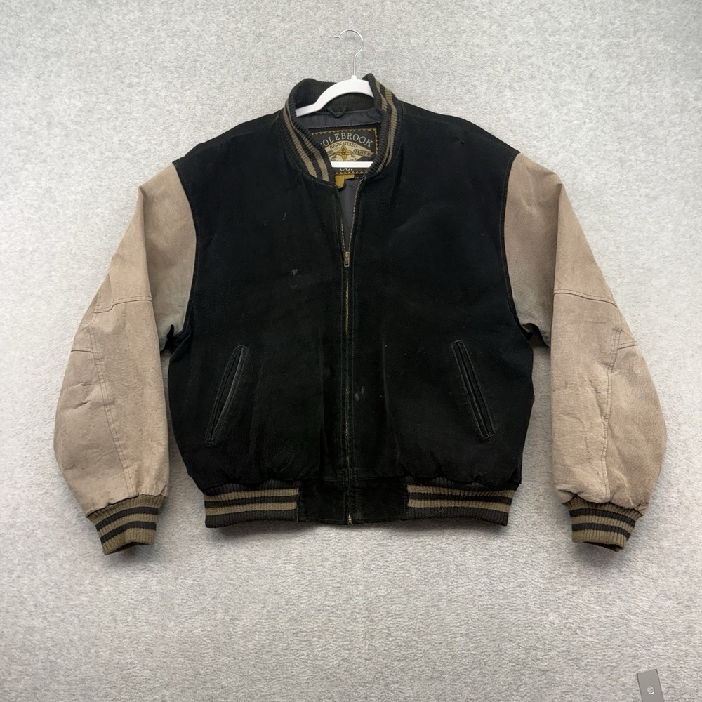 Vintage 90s Colebrook Suede Leather Varsity Bomber Jacket Size Large Letterman